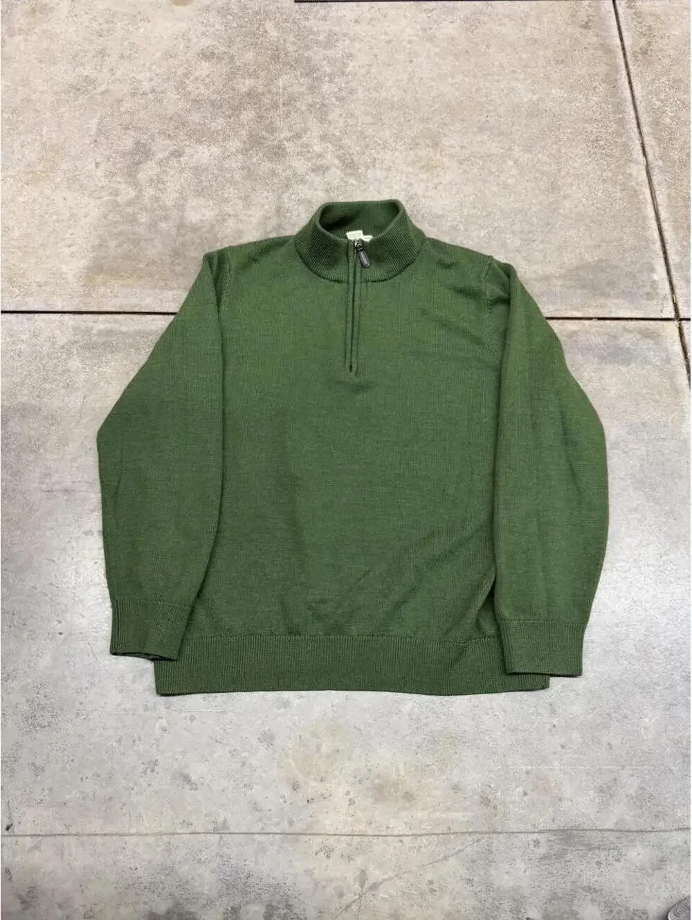 vintage l.l. bean lime green quarter zip knit sweater size large